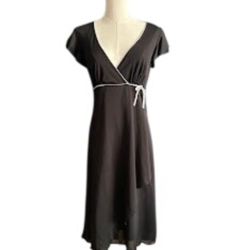 Vtg Y2K Trixxi Black Mesh Ruffle Dress‎ Large Sheer Whimsigoth Goth Grunge 90s
